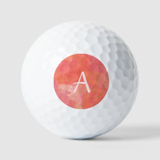 Pelotas De Golf Monograma moderno rosa (Anverso)