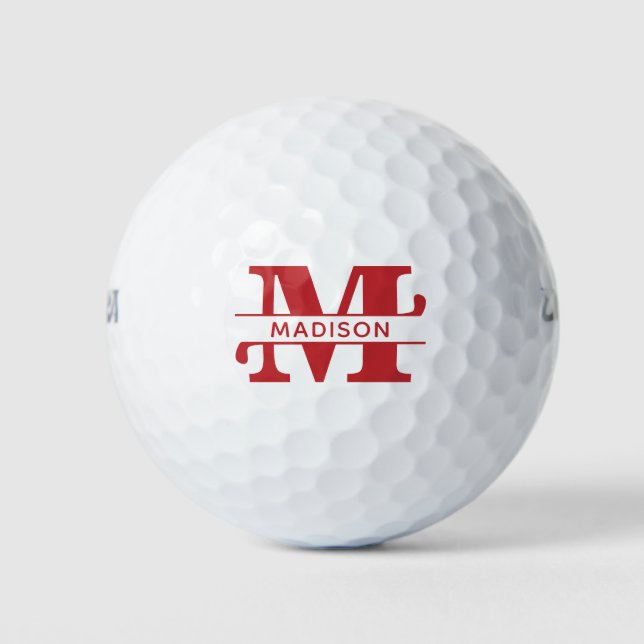 Pelotas De Golf Monograma monogramado y personalizado con nombre (Anverso)