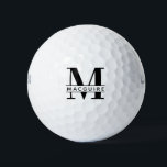 Pelotas De Golf Monograma negrita mínimo con nombre<br><div class="desc">Un monograma único pero mínimo con su única letra/nombre monograma.</div>