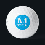 Pelotas De Golf Monograma negrita mínimo con nombre | Azul cielo<br><div class="desc">Un único pero mínimo bolo de oro en monograma Sky Blue con su única letra y nombre en monograma.</div>