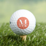 Pelotas De Golf Monograma negrita mínimo con nombre | Salmón<br><div class="desc">Un único pero mínimo Naranja de Salmon monograma con su única letra y nombre en monograma.</div>