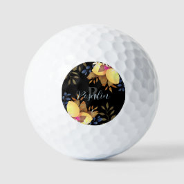 Pelotas De Golf Monograma negro de Moda limón