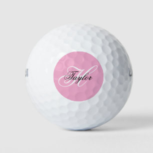 Pelotas De Golf Monograma negro y blanco rosado