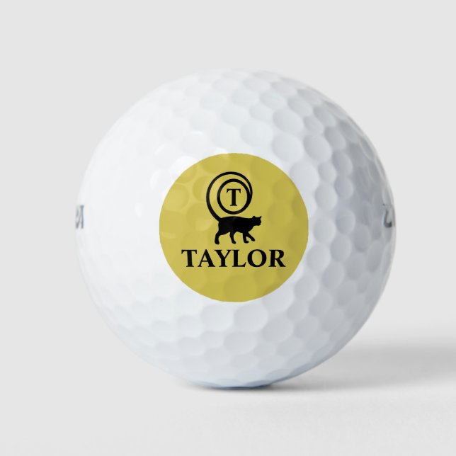 Pelotas De Golf Monograma Nombre inicial Gato Gato Gatito Gato Gat (Anverso)