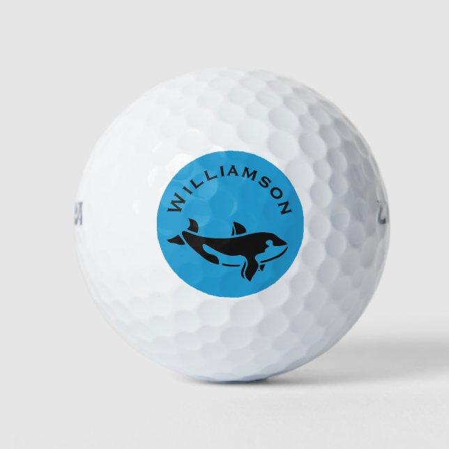Pelotas De Golf Monograma Nombre Ocean Beach Whale (Anverso)