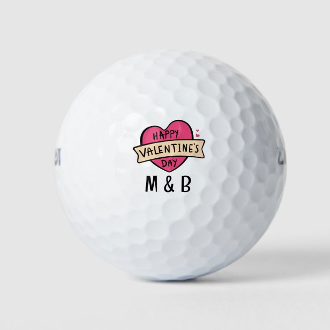 Pelotas De Golf Monograma para El día de San Valentín (Anverso)