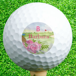 Pelotas De Golf Monograma Peonies En El Campo De Golf
