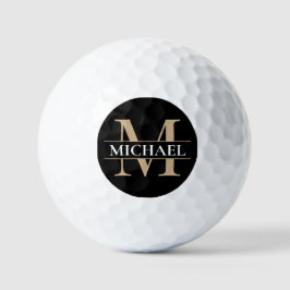 Pelotas De Golf Monograma personalizada de oro negro