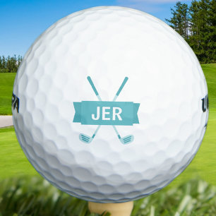 Pelotas De Golf Monograma Personalizado Cruces de Club Verde Turqu