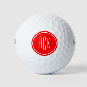 Pelotas De Golf Monograma Personalizado de Círculo Rojo Personaliz