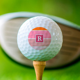 Pelotas De Golf Monograma personalizado de franjas Naranjas rosada