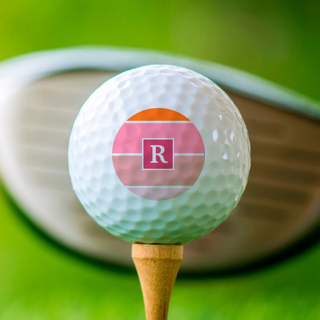 Pelotas De Golf Monograma personalizado de franjas Naranjas rosada (Subido por el creador)