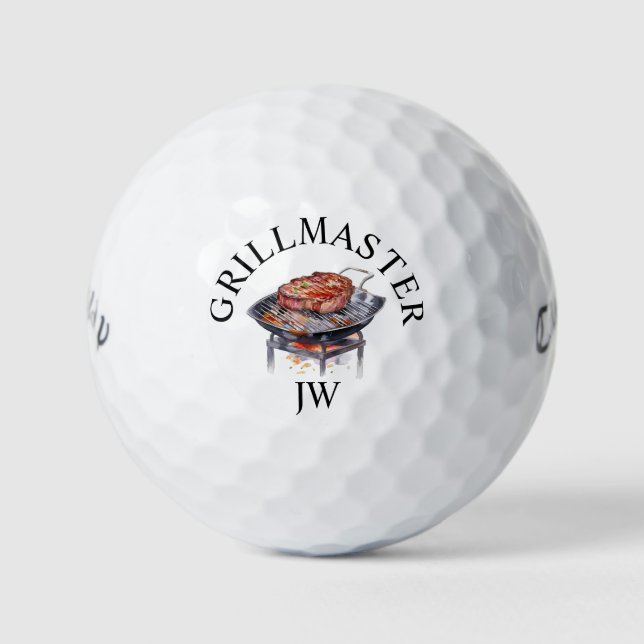 Pelotas De Golf Monograma personalizado de Grillmaster (Anverso)