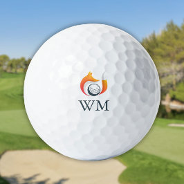Pelotas De Golf Monograma Personalizado de Zorro Moderno