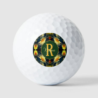 Pelotas De Golf Monograma personalizado inicial Nombre Daisy Arte