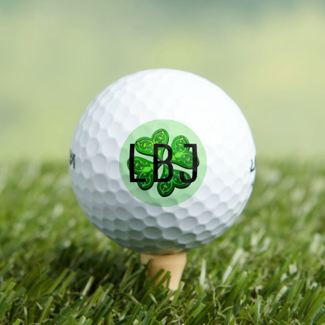 Pelotas De Golf Monograma personalizado Lucky 4 Leaf Clover Gift G (Camiseta in situ)