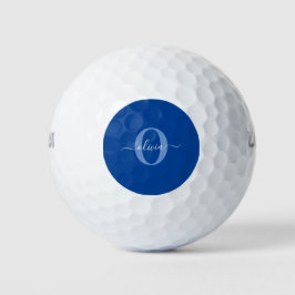 Pelotas De Golf Monograma personalizado Nombre de guión Azul Blanc