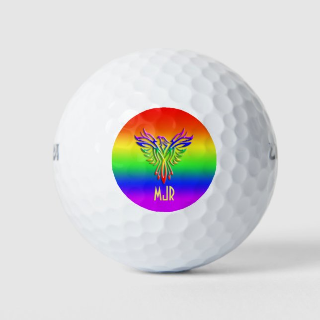 Pelotas De Golf Monograma personalizado, Orgullo arcoiris LGBT Pho (Anverso)