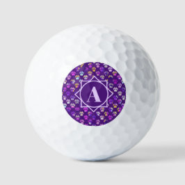 Pelotas De Golf Monograma Personalizado púrpura de silueta de trac