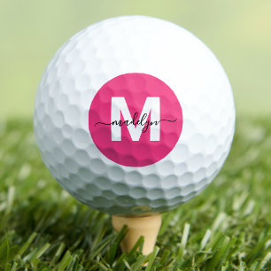 Pelotas De Golf Monograma Personalizado Rosa