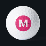 Pelotas De Golf Monograma Personalizado Rosa<br><div class="desc">Pelotas de Golf Personalizadas Crea Tus Propias Iniciales de Nombre Monograma Moderno Femenino Rosa. Estas pelotas de golf chic y femeninas presentan un vibrante fondo magenta que hace que el diseño se destaque instantáneamente en el campo. La parte delantera muestra una inicial blanca crujiente combinada con un nombre en letra...</div>