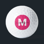 Pelotas De Golf Monograma Personalizado Rosa<br><div class="desc">Pelotas de Golf Personalizadas Crea Tus Propias Iniciales de Nombre Monograma Moderno Femenino Rosa. Estas pelotas de golf chic y femeninas presentan un vibrante fondo magenta que hace que el diseño se destaque instantáneamente en el campo. La parte delantera muestra una inicial blanca crujiente combinada con un nombre en letra...</div>