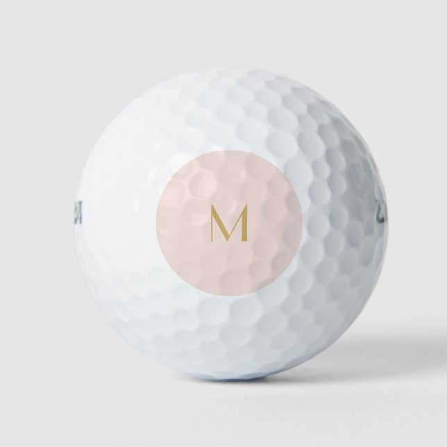 Pelotas De Golf Monograma personalizado rosa y oro | Denominación  (Anverso)