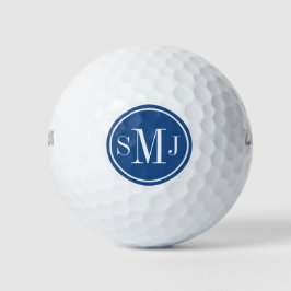 Pelotas De Golf Monograma personalizado y marco azul clásico