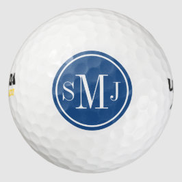 Pelotas De Golf Monograma personalizado y marco azul clásico