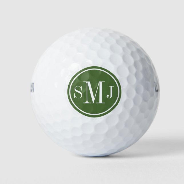 Pelotas De Golf Monograma personalizado y marco de árbol (Anverso)