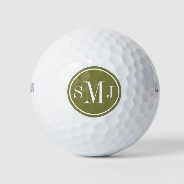Pelotas De Golf Monograma personalizado y marco de madera (Anverso)