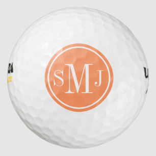 Pelotas De Golf Monograma personalizado y marco Naranja atómico