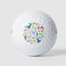 Pelotas De Golf Monograma Pink Blue Green Golf Preppy
