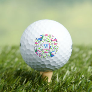 Pelotas De Golf Monograma Pink Blue Green Golf Preppy
