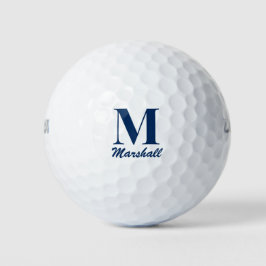Pelotas De Golf Monograma Primer juego de la Marina Azul Día del P