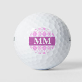 Pelotas De Golf Monograma púrpura y blanco inicial