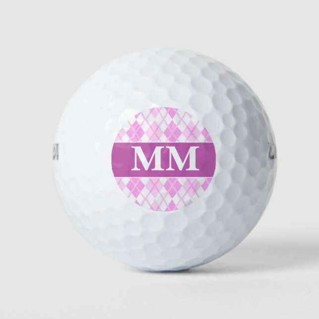 Pelotas De Golf Monograma púrpura y blanco inicial (Anverso)