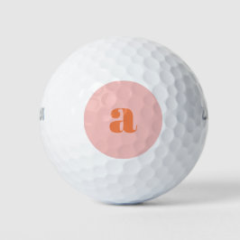 Pelotas De Golf Monograma Retro de Color Naranja Rosa Pastel Adora