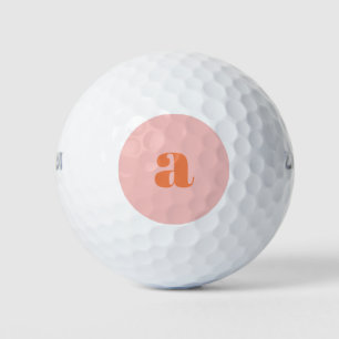 Pelotas De Golf Monograma Retro de Color Naranja Rosa Pastel Adora