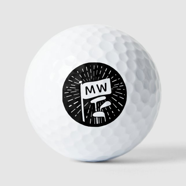Pelotas De Golf Monograma retro moderno inicia clubes de golf (Anverso)