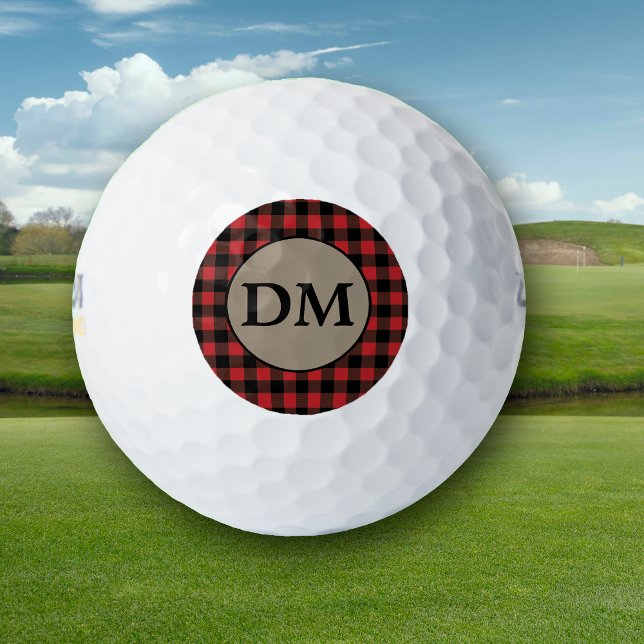 Pelotas De Golf Monograma rojo negro con escúfalo (Subido por el creador)