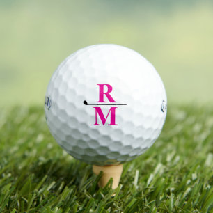 Pelotas De Golf Monograma rosa caliente personalizado