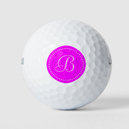Pelotas De Golf Monograma rosa con puntos