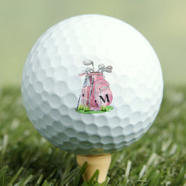 Pelotas De Golf Monograma Rosa Inicial