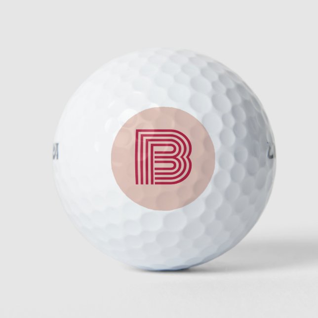 Pelotas De Golf Monograma rosa moderno personalizado inicial (Anverso)