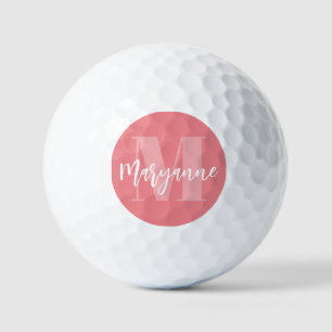 Pelotas De Golf Monograma rosa Negrita Negrita Primer Moderno Pers