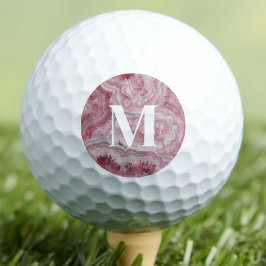 Pelotas De Golf Monograma Rosa Personalizado Único
