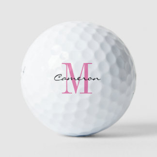 Pelotas De Golf Monograma rosa: regalo inicial y personalizado de 