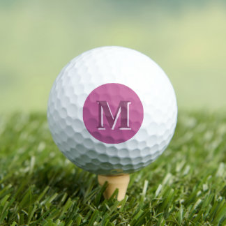 Pelotas De Golf monograma rosa sólido vívido,