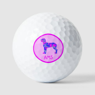 Pelotas De Golf Monograma rosa y azul de la gran silueta danesa